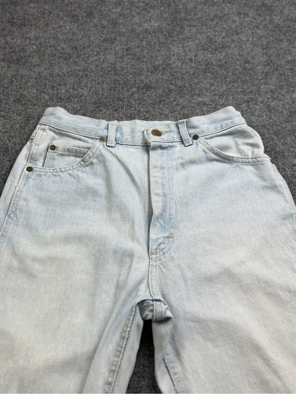 Vintage Lee Light Wash Denim Bermuda Shorts Size 11 Long Lace Trim